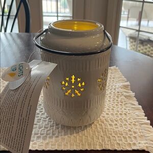 White Ceramic Lantern with Handle